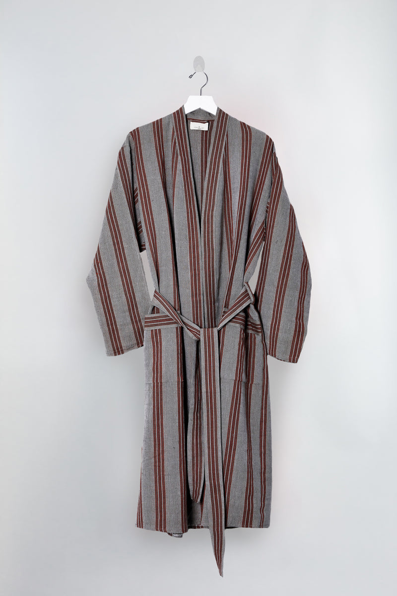 grey rust hudson 100% cotton bathrobe from home and loft