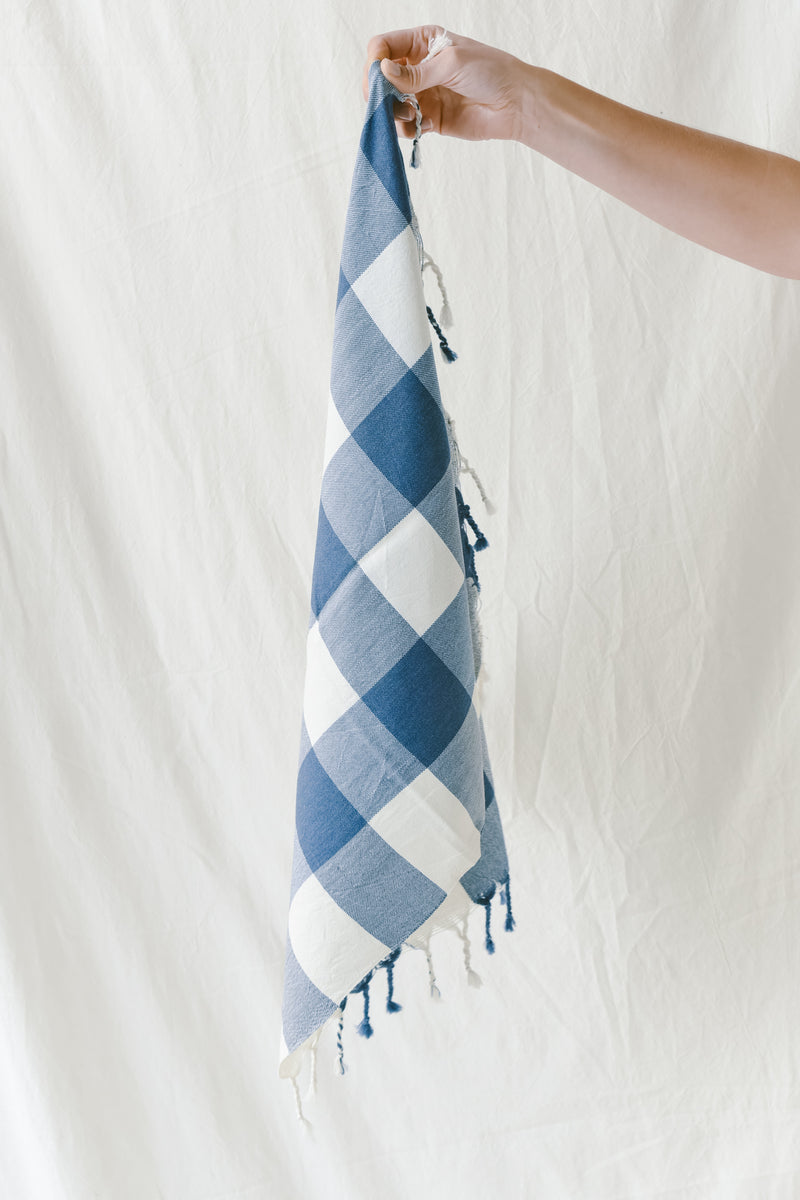 Ivory Navy Gingham Hand Towel – Home & Loft