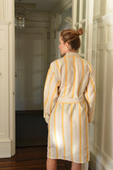 home and loft ivory yellow hudson long bathrobe cotton