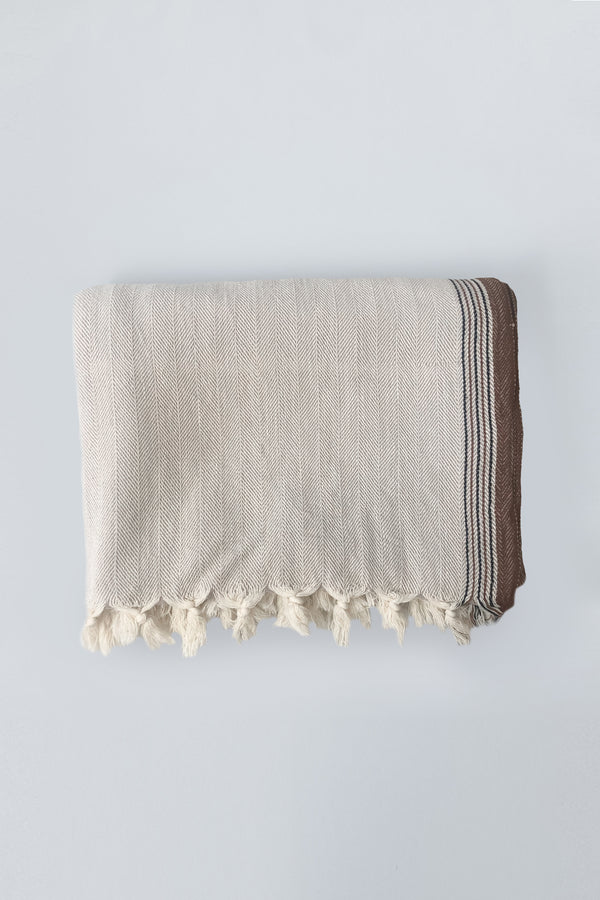 Light Grey and Brown New York Blanket