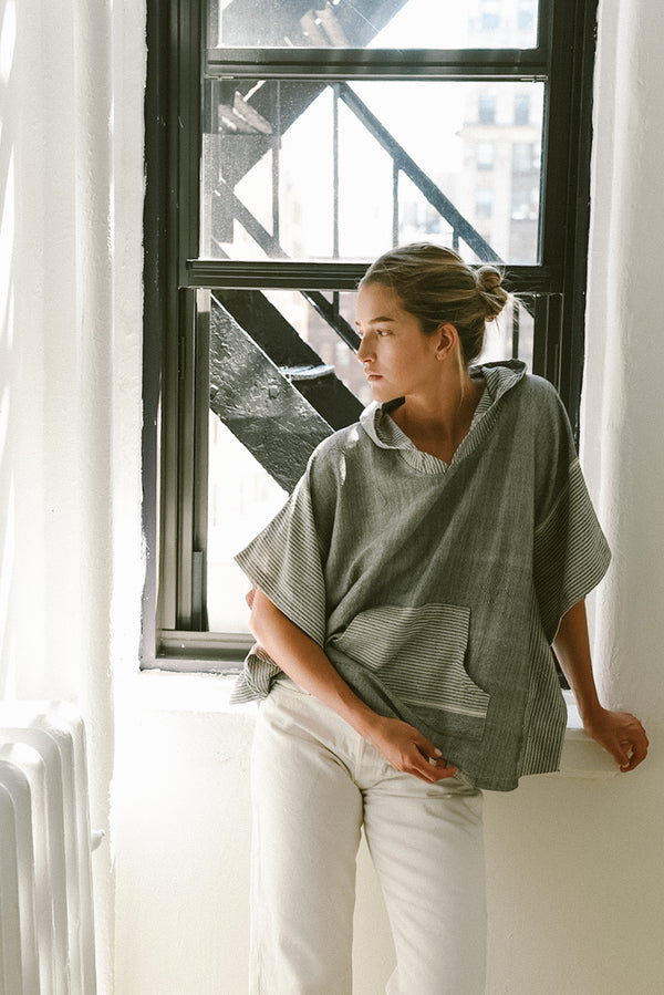 home and loft grey stripe tribeca poncho