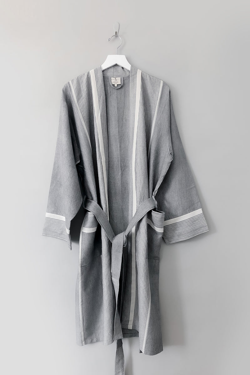grey stripe tribeca long robe
