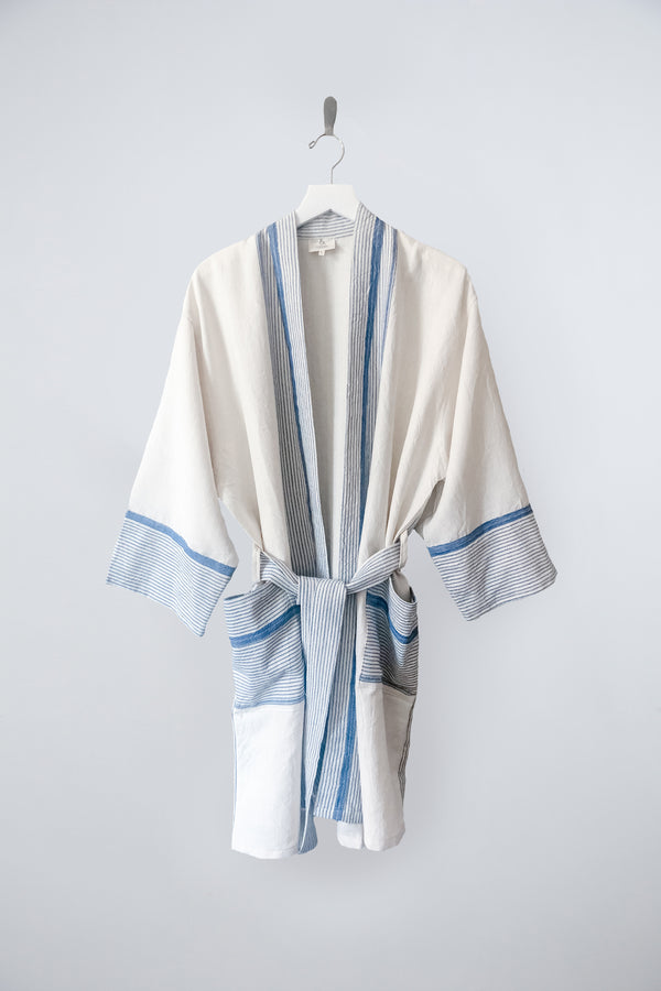 Ivory Blue Tribeca Short Bathrobe