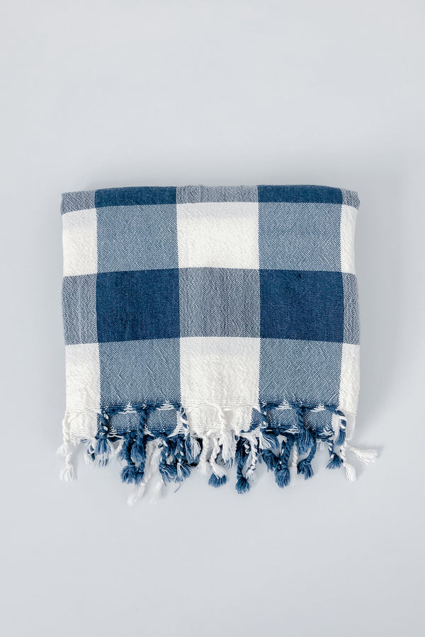 home and loft buffalo check cotton turkish towel 