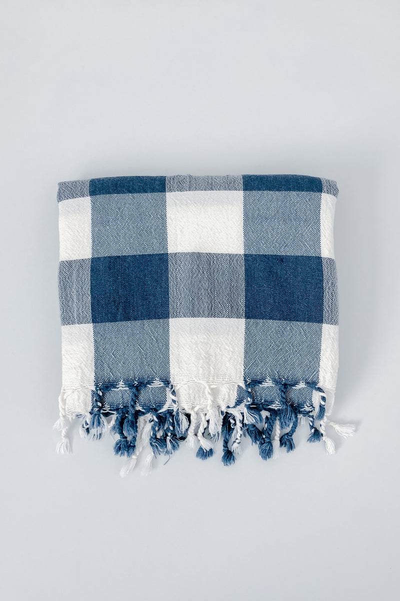 home and loft buffalo check cotton turkish towel 