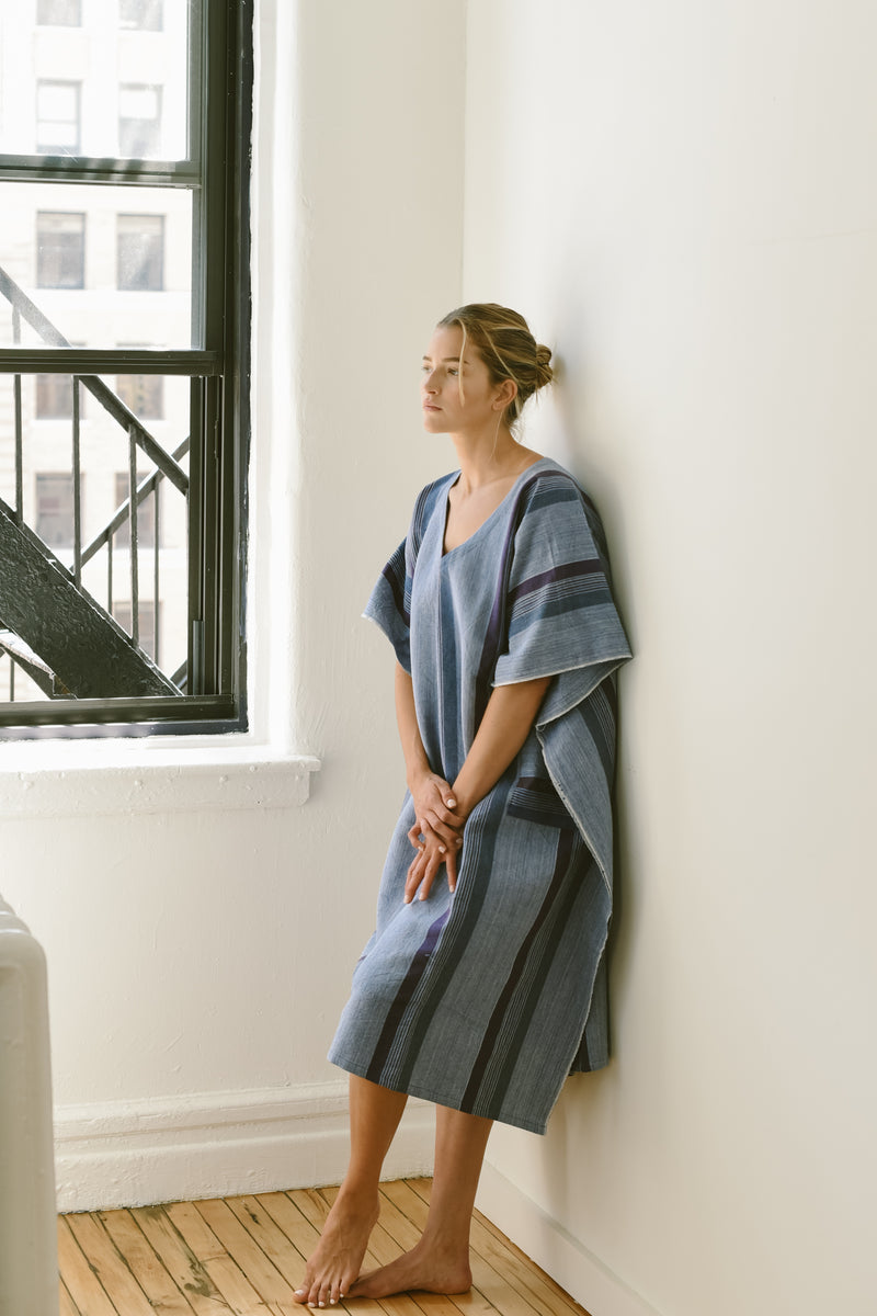 home and loft blue/navy hudson v-neck kaftan
