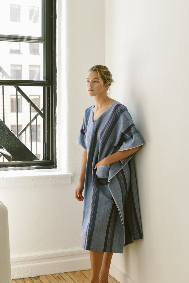 home and loft blue/navy hudson v-neck kaftan