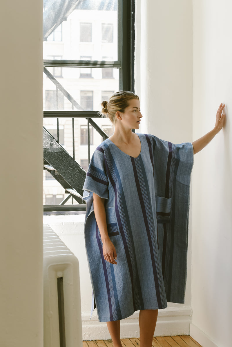 home and loft blue/navy hudson v-neck kaftan