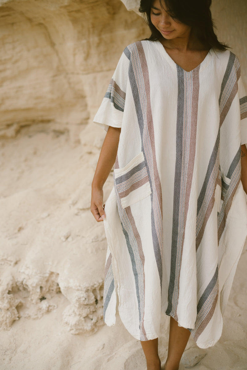 home and loft brown/cream Nomad V-Neck Kaftan